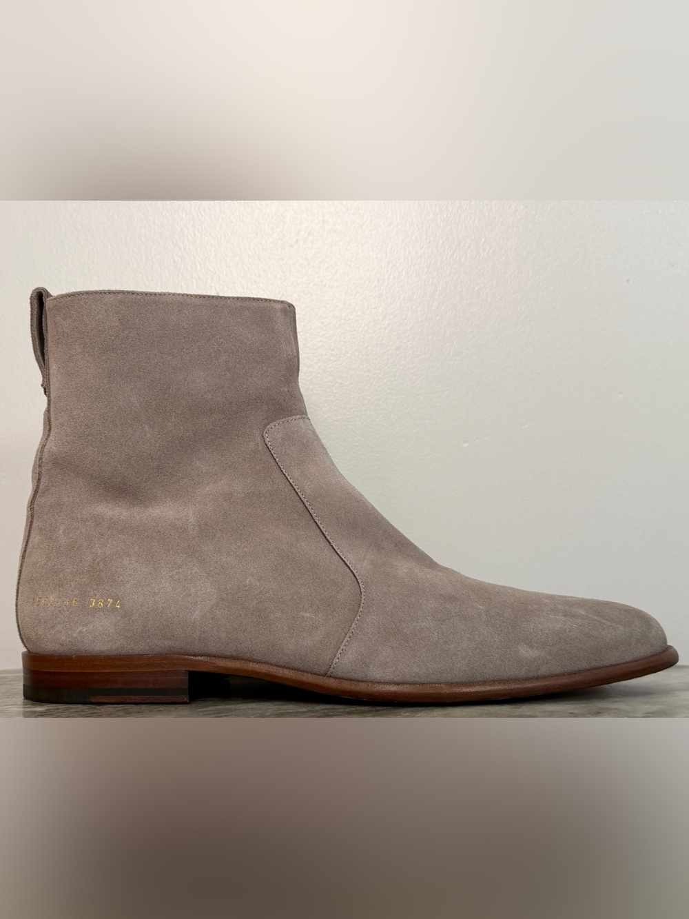 COMMON PROJECTS GRAY SUEDE SIDE ZIP CHELSEA BOOTS 46 / 13 US $750 ANKLE